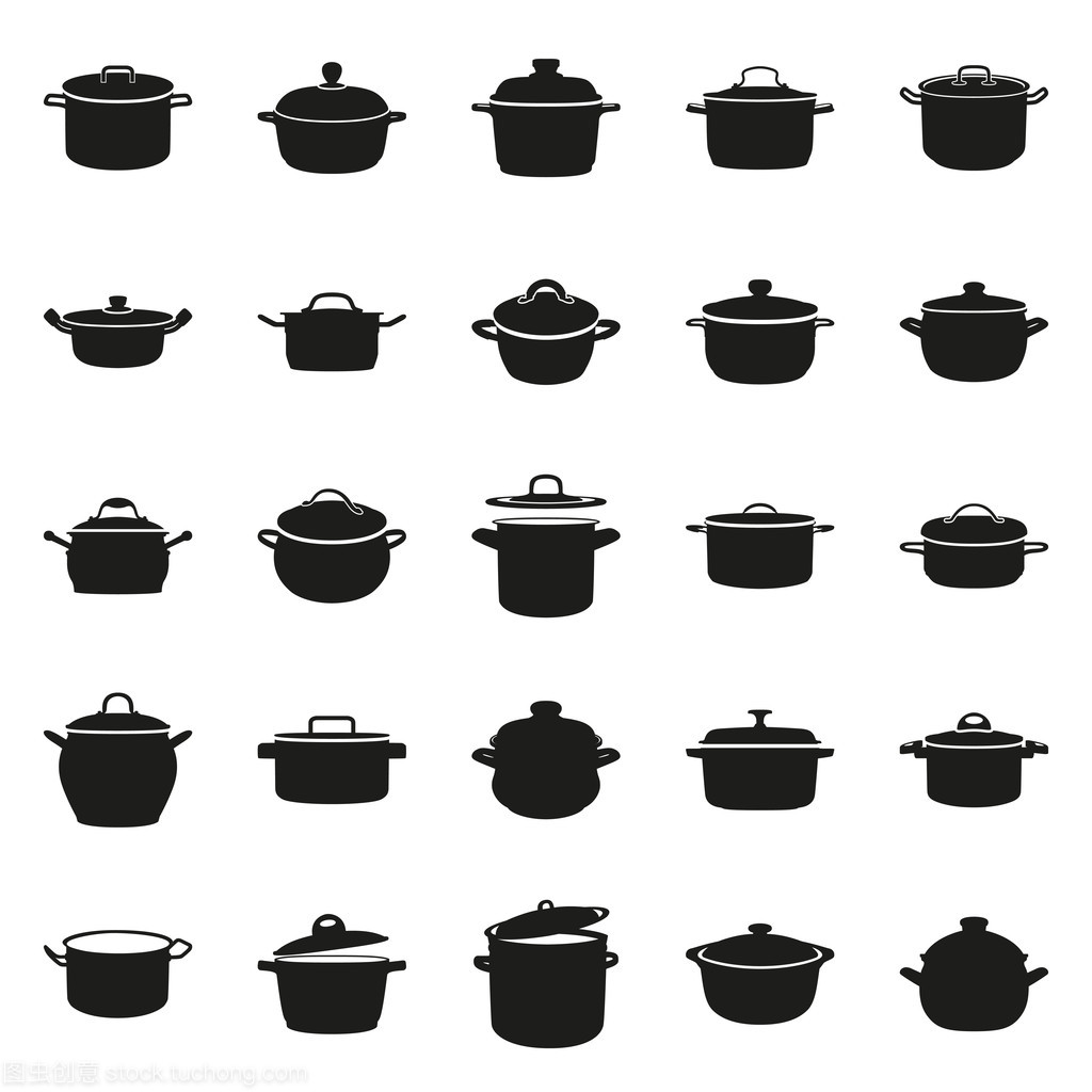 在简单的单色样式中设置的锅图标